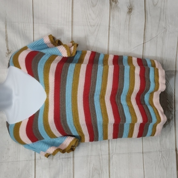 Women's Knitted Flutter Sleeve V-Neck Sweater Top, Size Large - Picture 1 of 7